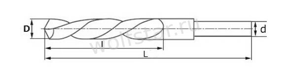 Сверло с проточенным хвостовиком чертёж